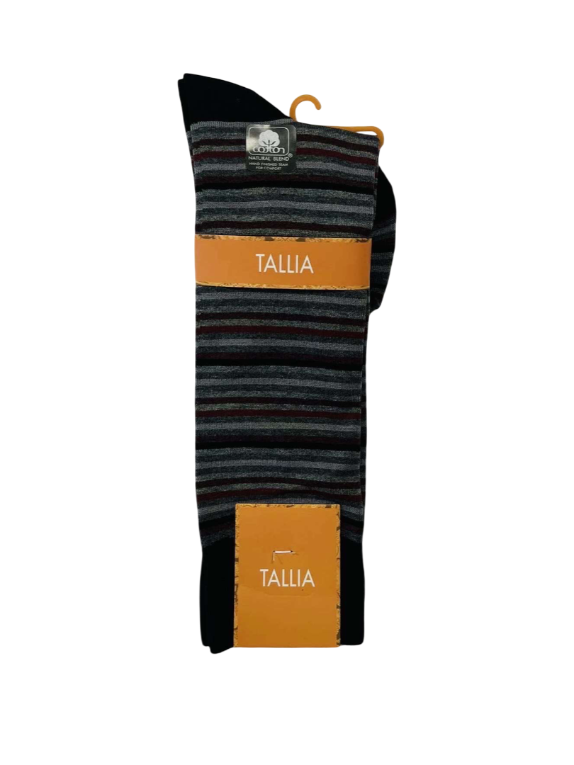 Tallia Striped Dress Socks - Black Multi