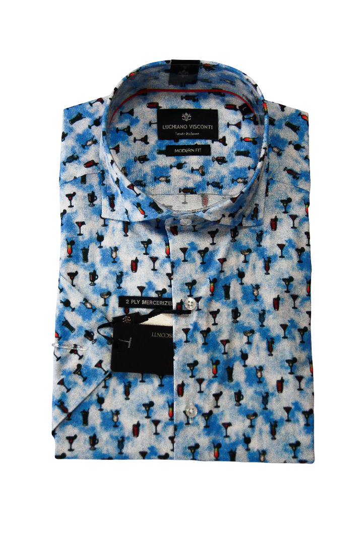 Short Sleeve Cocktail Drink Theme Shirt