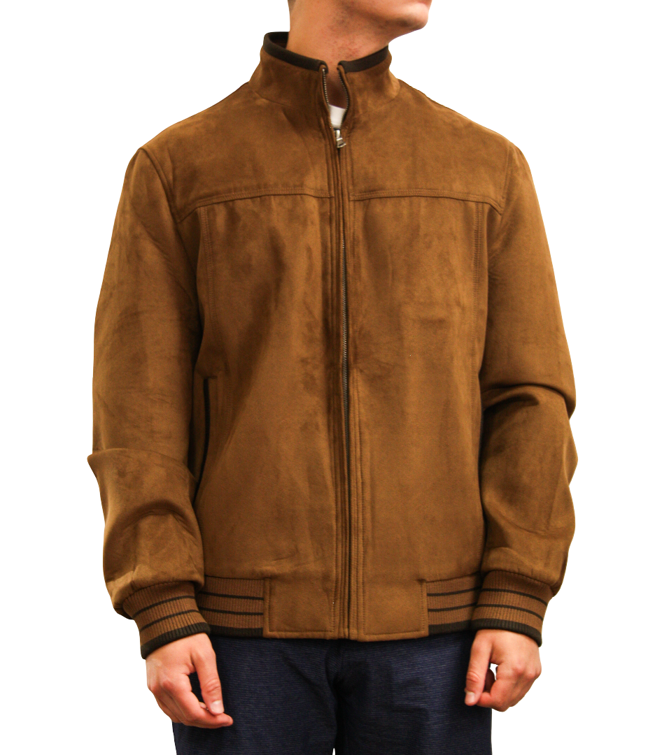 Ultra Suede Cognac Bomber Jacket