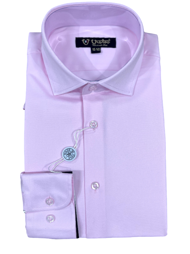 Pink Cotton Lycra Stretch Dress Shirt