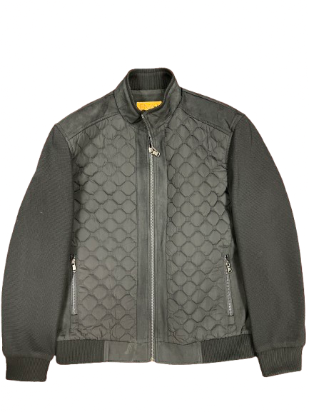 Quilt Bomber With Contrast Knit Sleeve